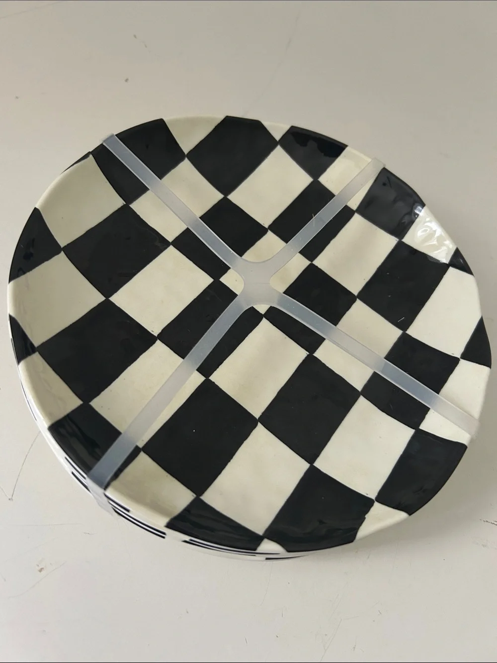 Set of 4 Black and White Checkered Melamine Mini Dessert & Appetizer Plates NEW - Picture 2 of 7